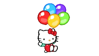 Hello Kitty Flying on Balloons