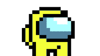 Among Us Yellow Pixel Character Rolling
