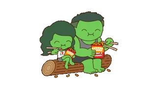 Marvel Hulk and She-Hulk Snacking