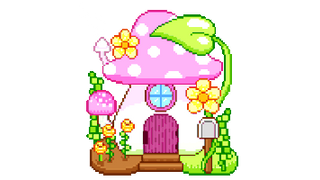Cute Pixel Mushroom House