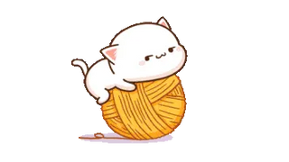 Mochi Mochi Peach Cat with a Ball of Yarn